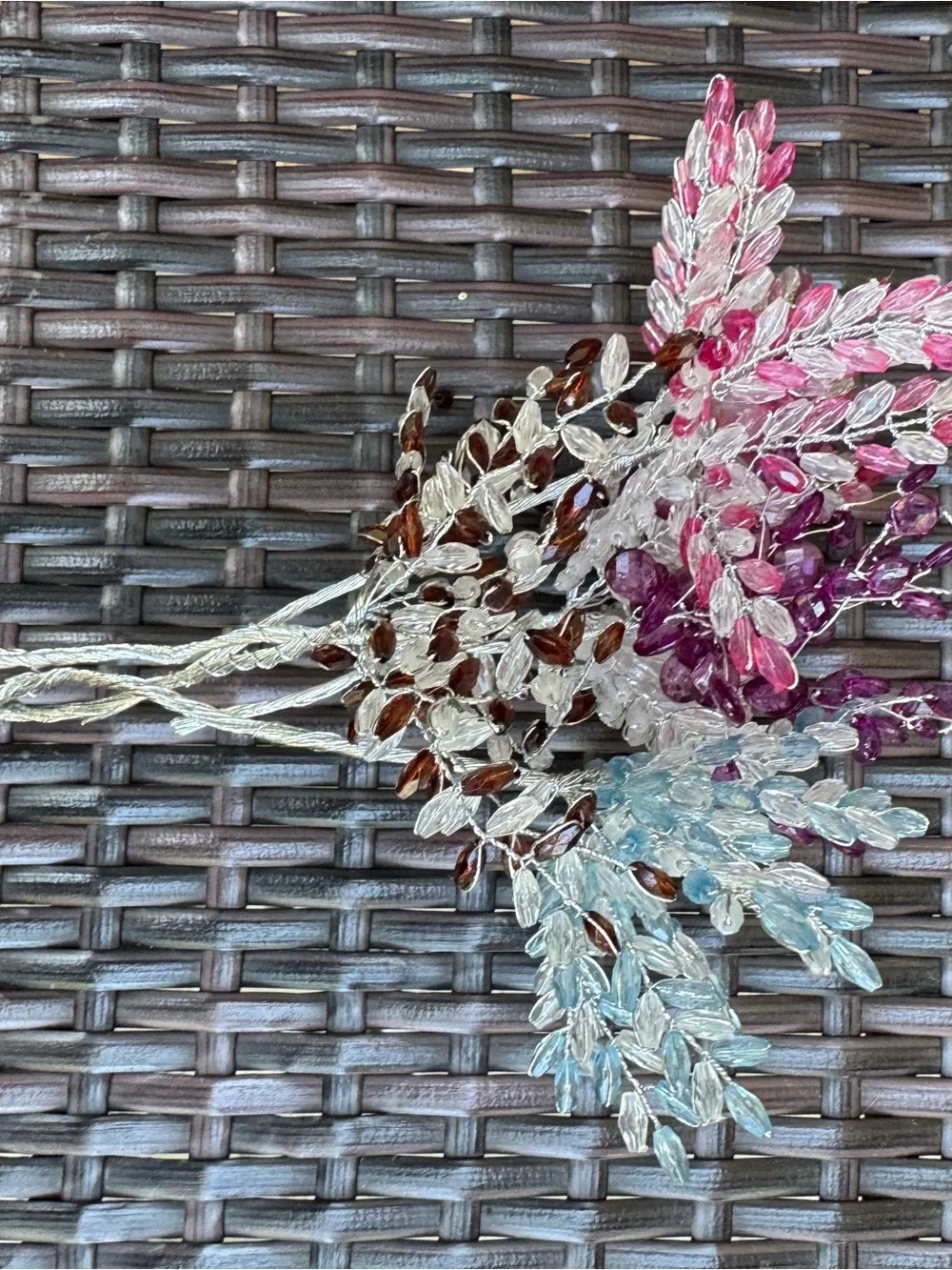 Decorative Purple, Pink and Clear Beaded Stem Arrangement - Home Accents